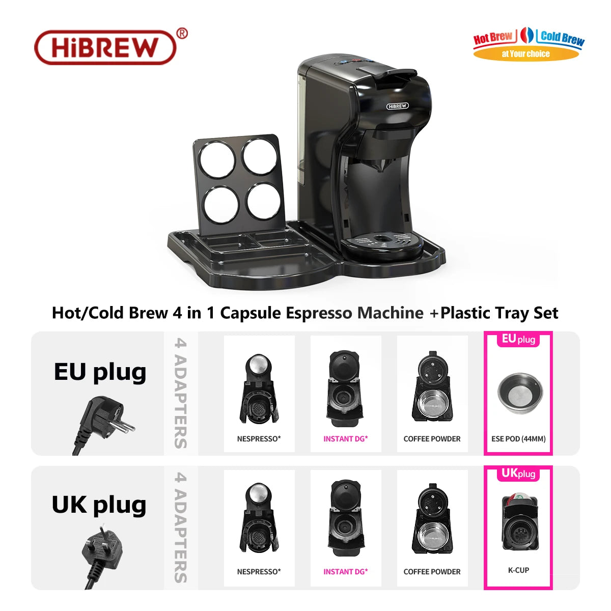Cafetera Hiinvasive W, cafetera de cápsulas múltiples de frío y calor, cafetera de cápsulas espresso, leche Dolce, Ncomputing so, polvo Hl'autorisation, 19 bares, 4 en 1