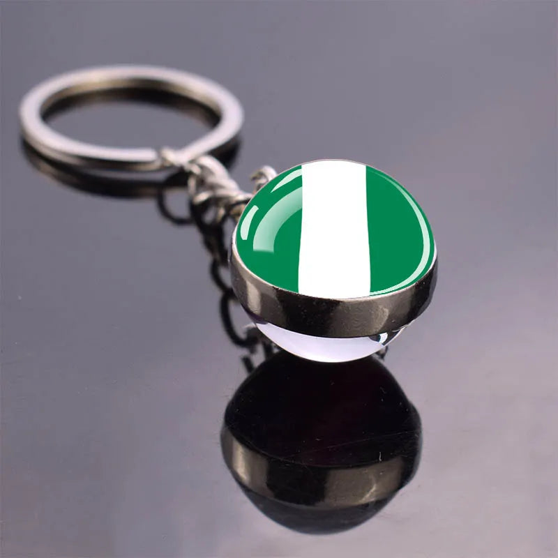 Porte-clés drapeau africain, algérie, somalie, tunisie, maroc, egypte, drapeau National, pendentif boule de verre Double face, cadeau