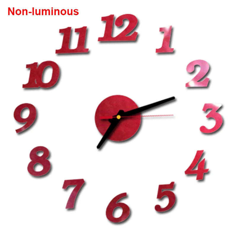 Reloj de pared, reloj de pared luminoso DIY, reloj de cuarzo, pegatinas de espejo acrílico, reloj de pared, decoración de pared, decoración cálida del hogar.