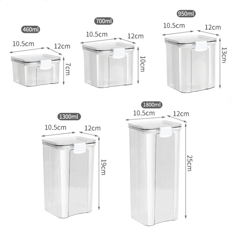 Household Seasoning Sealed Plastic Jars Set, Moisture-Proof Storage Box