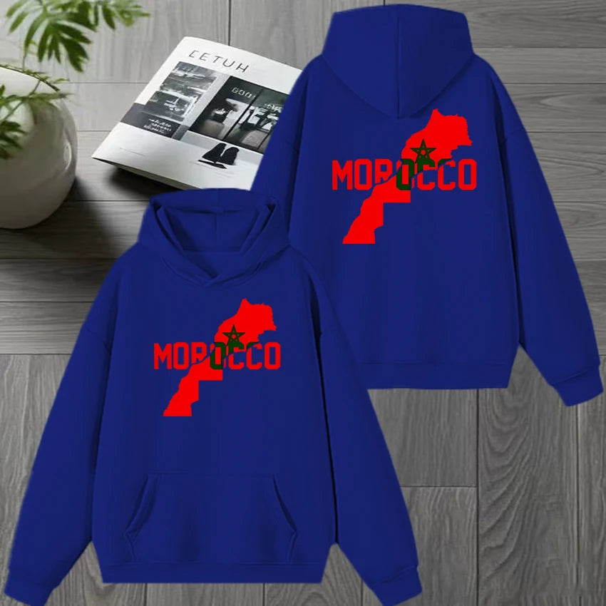 Automne hiver maroc harajuku nouveau en Double face imprimé sweat à capuche noir hommes femmes polaire pull décontracté unisexe mode sweat