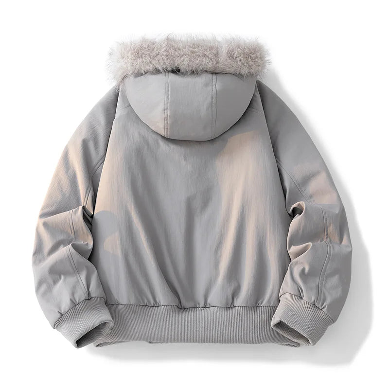 Men's Winter Jacket Women's Fur Collar Fashion Parka Thick Warm Coat Oversized Loose Hooded Jacket American Streetwear Cool
