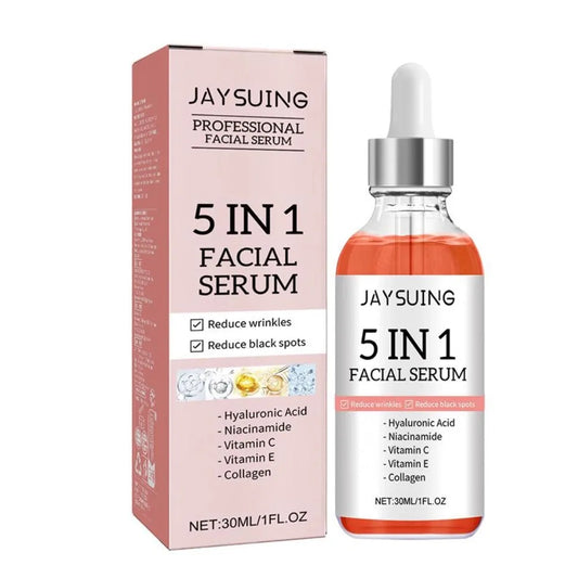 Sérum facial reafirmante 5 en 1, difumina líneas finas, hidratante, aclarante, vitamina C, ácido hialurónico, reduce los poros, cuidado de la piel