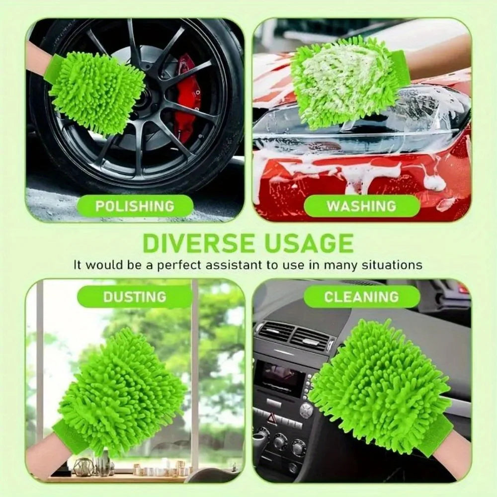 Guantes de lavado de coche de microfibra de chenilla, limpieza de arañazos, cuidado sin pelusa, manoplas suaves, plumero para vehículos de motor, accesorios para motor