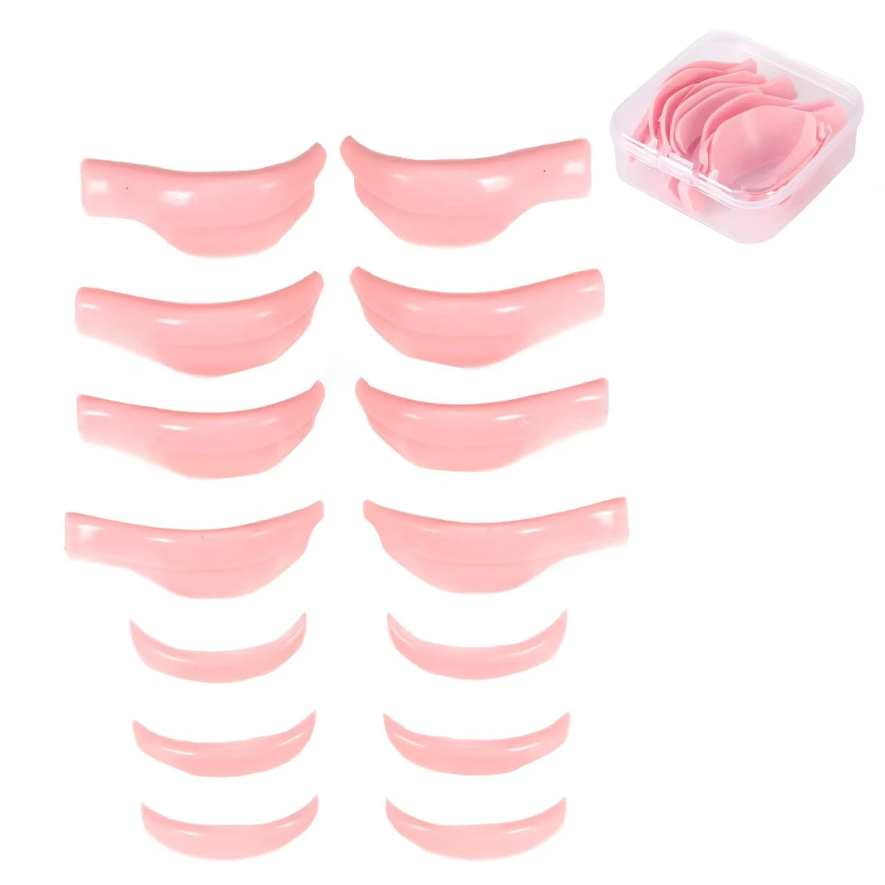 A granel 7 pares de pestañas de silicona, rizadores de pestañas, almohadillas permanentes de pestañas, almohadillas protectoras de levantamiento de pestañas reutilizables, herramientas de levantamiento de pestañas