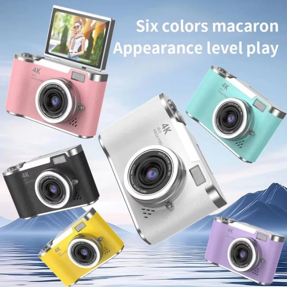 Appareil photo numérique 4K CCD — 8x zoom, 48MP, compact, 180° écran rabattable, selfie, étudiant