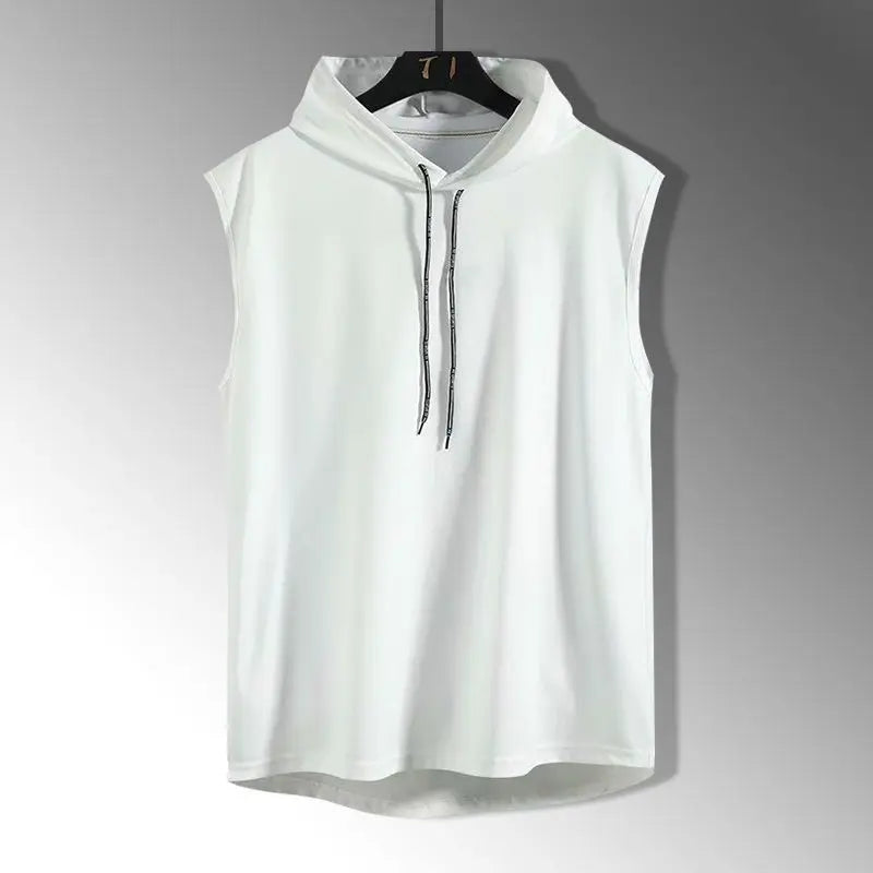 Color sólido 2023 a estrenar hombres camisetas sin mangas chaleco sin mangas camisetas para hombre con capucha chalecos para hombre tops Hip Hop hombres camiseta sin mangas camiseta