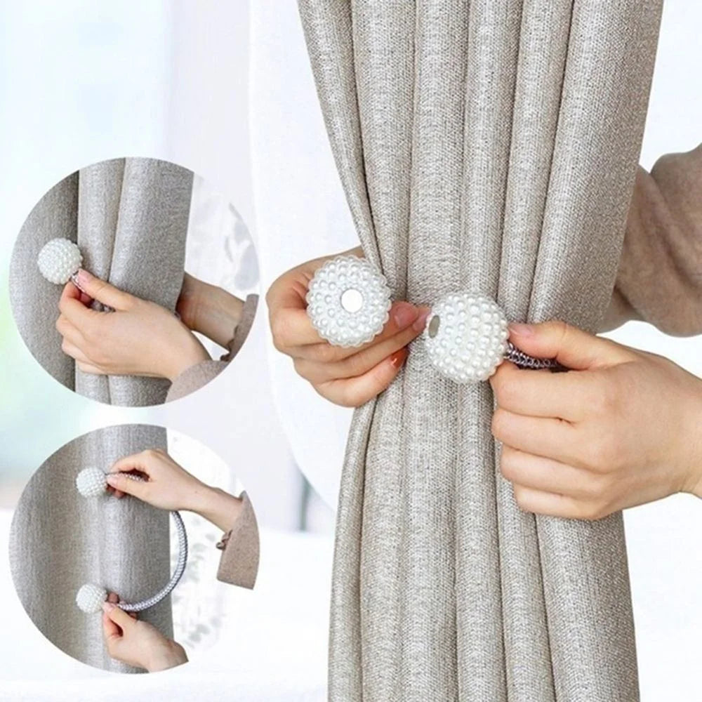 2/4 pièces perle magnétique rideau pince porte-rideau cravate boucle Clips suspendus boule boucle cravate arrière rideau décor accessoires