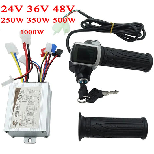 Electric Bike Accessories for Scooter, Brushed Motor Controller and Twist Throttle Grip 24V 36V 48V 250W 350W 500W 1000W