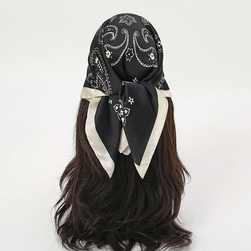 Foulard carré hijab pour femme imprimé populaire — étoles plage, châle, bandeau cheveux