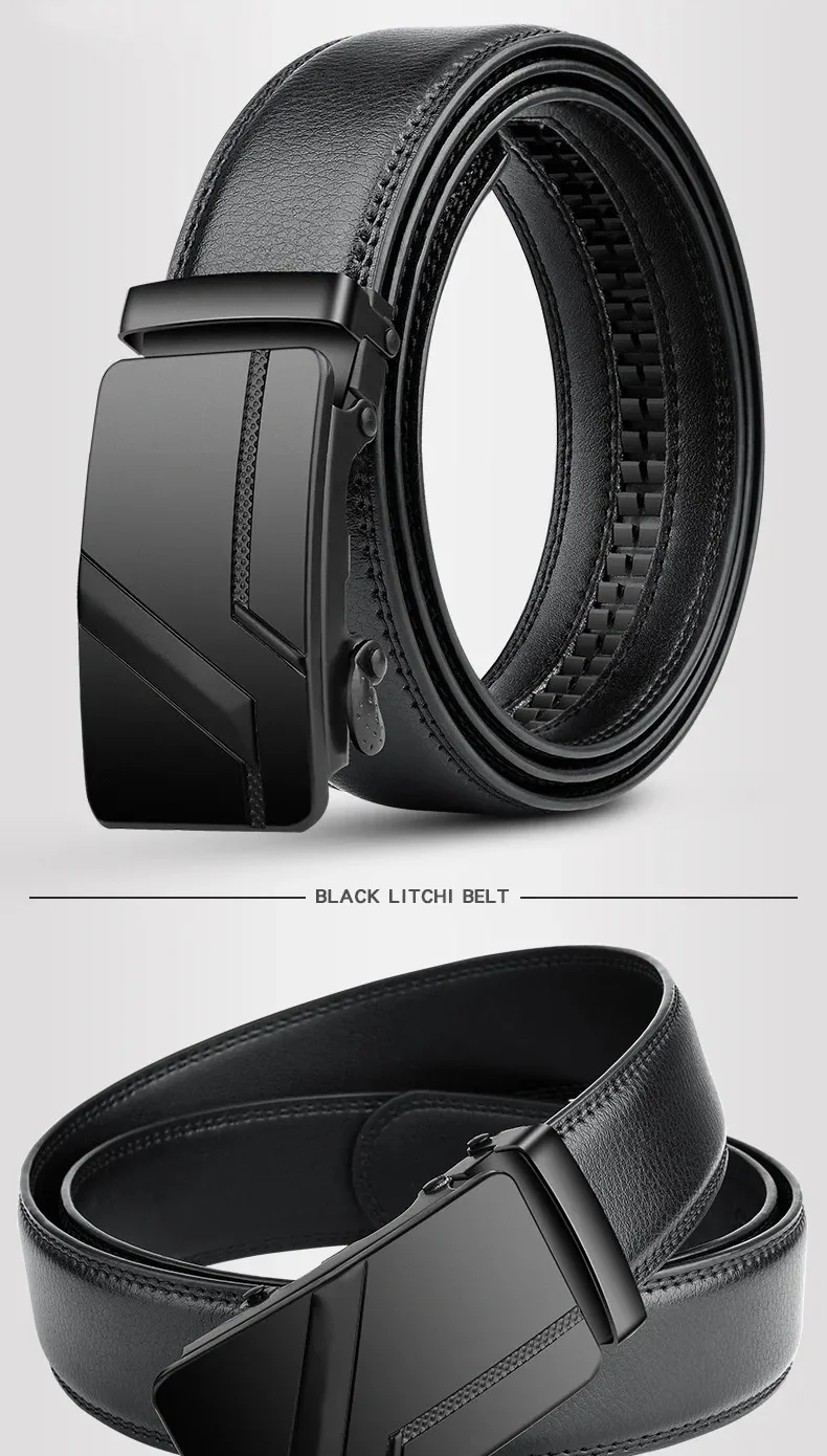 Ceinture automatique pour homme — noire, 110cm / 120cm / 130cm