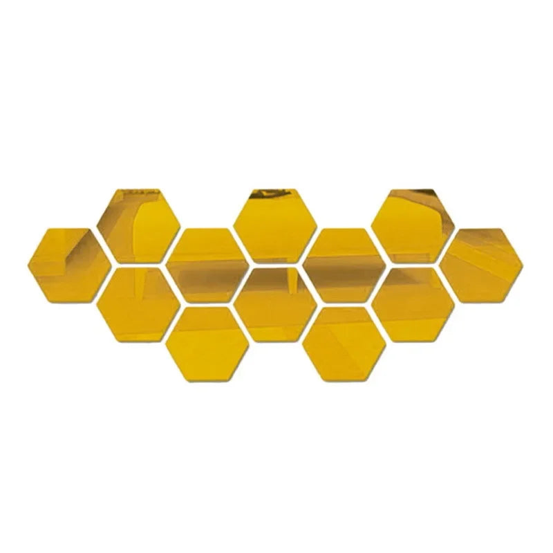 Autocollants muraux en miroir hexagonaux 6/12 pièces, autocollants en miroir acrylique 3D DIY, autocollants adhésifs amovibles, décoration de salon, salle de bain, maison