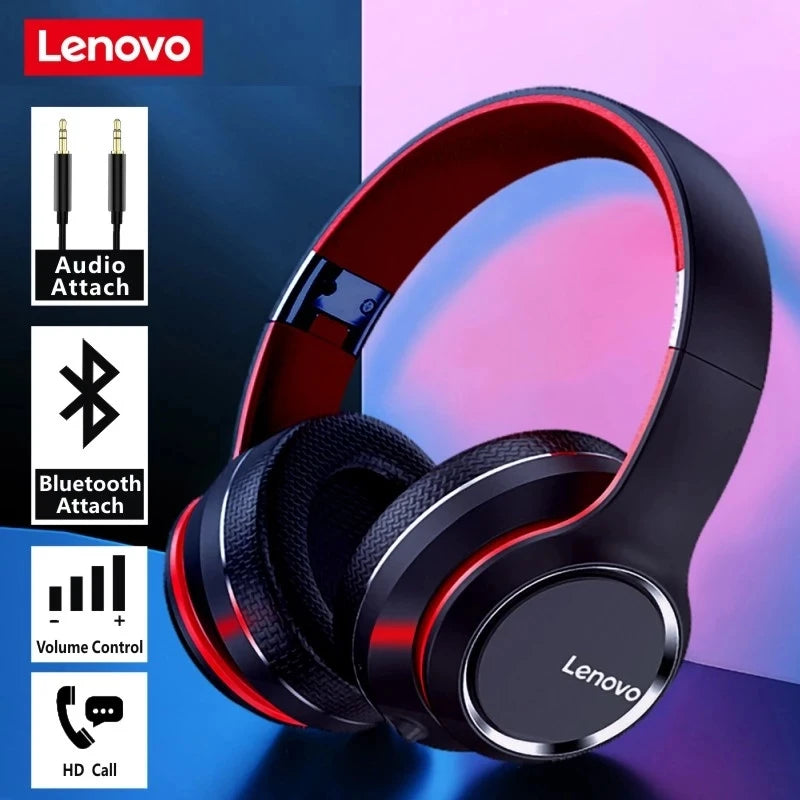 Lenovo HD200 Bluetooth On-Ear Foldable Wireless Computer Headphones Noise Cancellation HIFI Stereo Gaming Headset