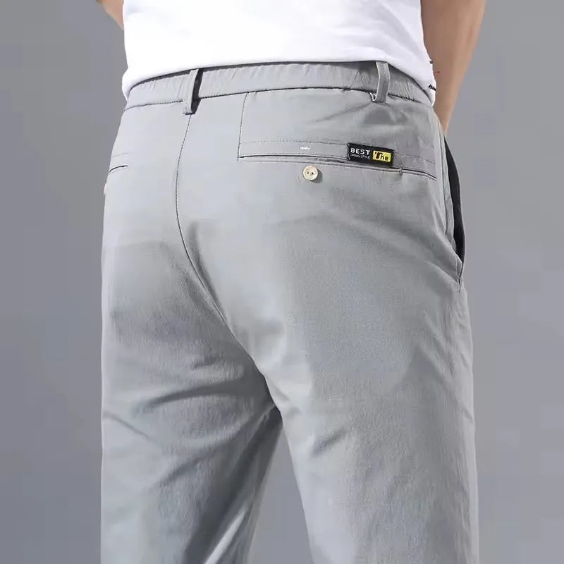 2025 Spring Autumn Slim Fit Men's Casual Pants Classic Business Cotton Stretch Golf Trousers Korean Fashion Male Clothing Pants