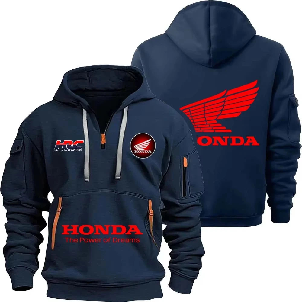 Sudadera con capucha y cremallera Honda para entusiastas de los deportes al aire libre 2025, nueva moda para hombre y mujer, bolsillo con media cremallera, sudadera con capucha para primavera y otoño