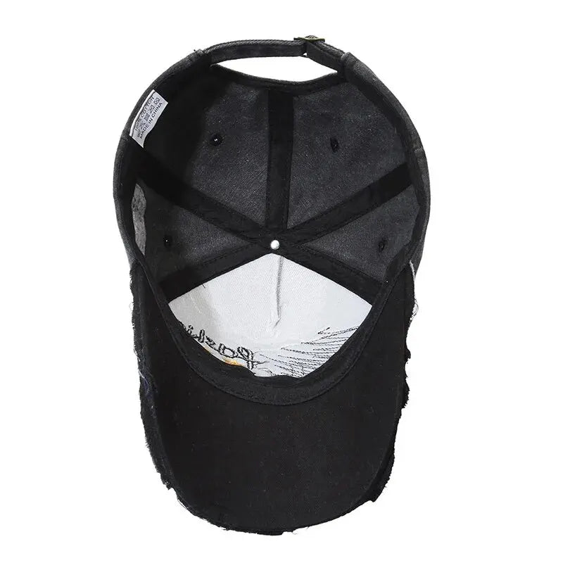 Gorra de béisbol retro desgastada informal para deportes al aire libre para cuatro estaciones, gorra de sol de primavera y otoño, gorra bordada con letras para hombres
