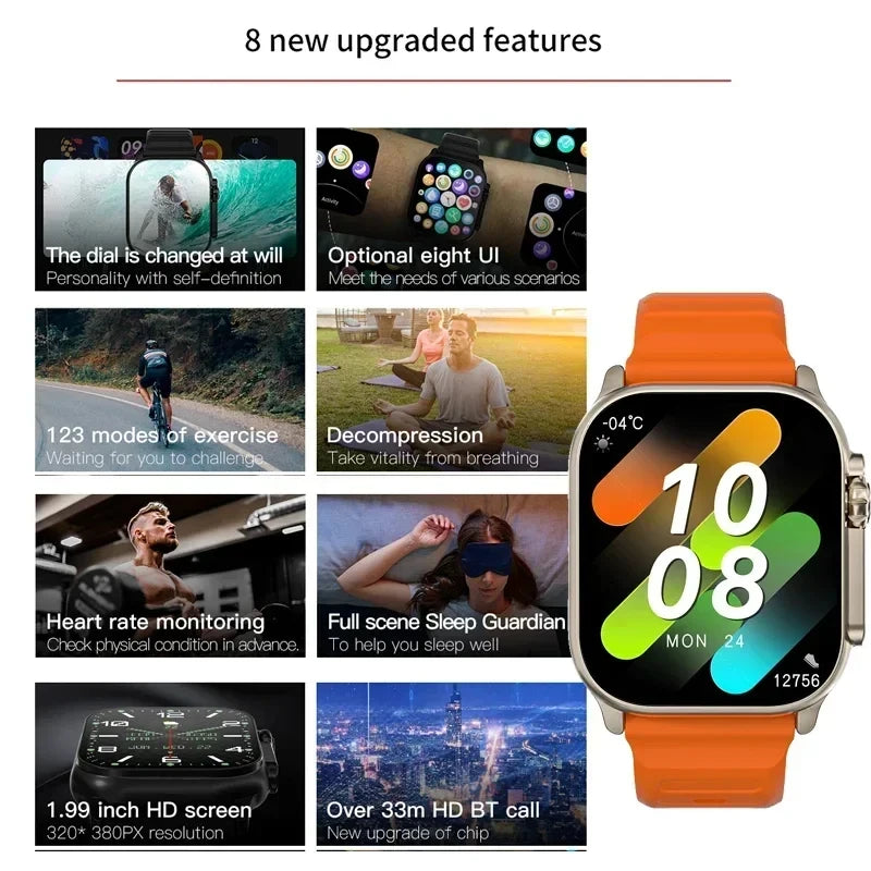 Smartwatch Bluetooth — Alerte Message Fréquence Cardiaque Sport Android iOS
