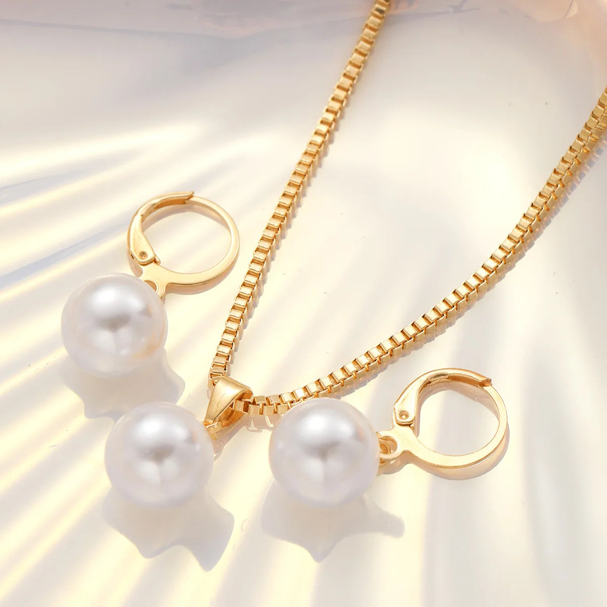 Conjunto de joyas de perlas para mujer, pendientes colgantes, colgante, collar, sencillo, delicado, para uso diario, accesorios de fiesta