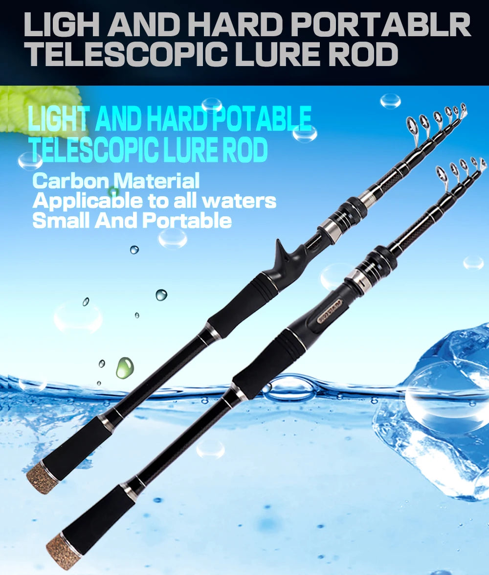 1.8M 2.1M 2.4M 2.7M 3.0M canne à pêche télescopique Portable en Fiber de carbone filature/coulée canne à poisson matériel