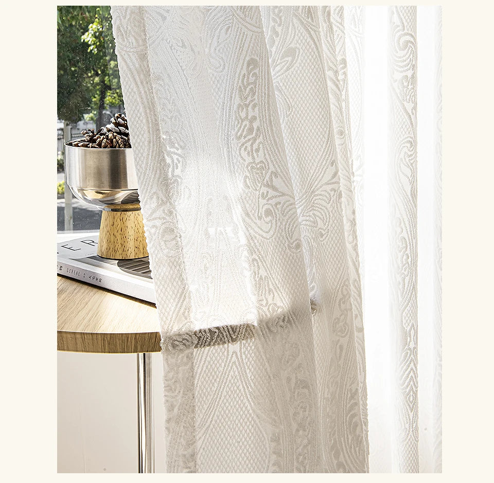 Cortinas francesas para sala de estar, cortina semitransparente sólida de lujo para balcón, visillo de tul personalizado para boda