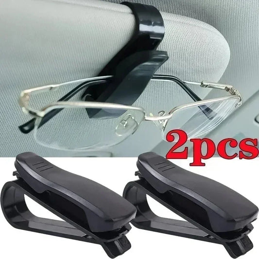 2 Pcs Universal Car Sun Visor Glasses Case, Sunglasses Holder Clip, Card Holder, Pen Fastener, Eyeglasses Box