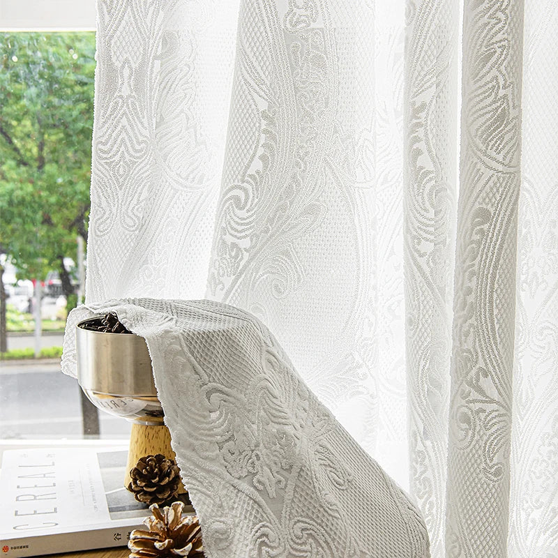 Cortinas francesas para sala de estar, cortina semitransparente sólida de lujo para balcón, visillo de tul personalizado para boda