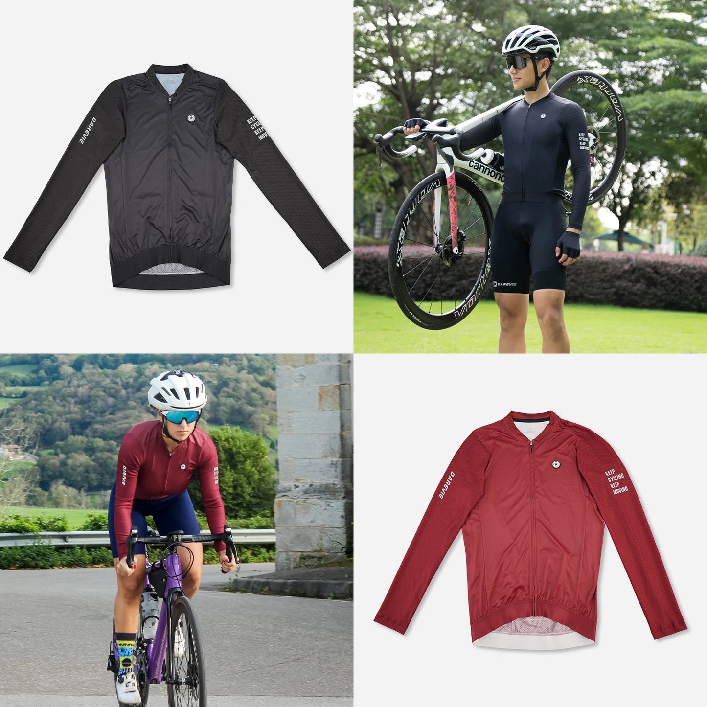 DAREVIE Maillot de Ciclismo Hombre Verano 2024 Transpirable Manga Larga Ropa de Ciclismo Hombre MTB Carretera Anti-UV Camisa de Ciclismo Hombre