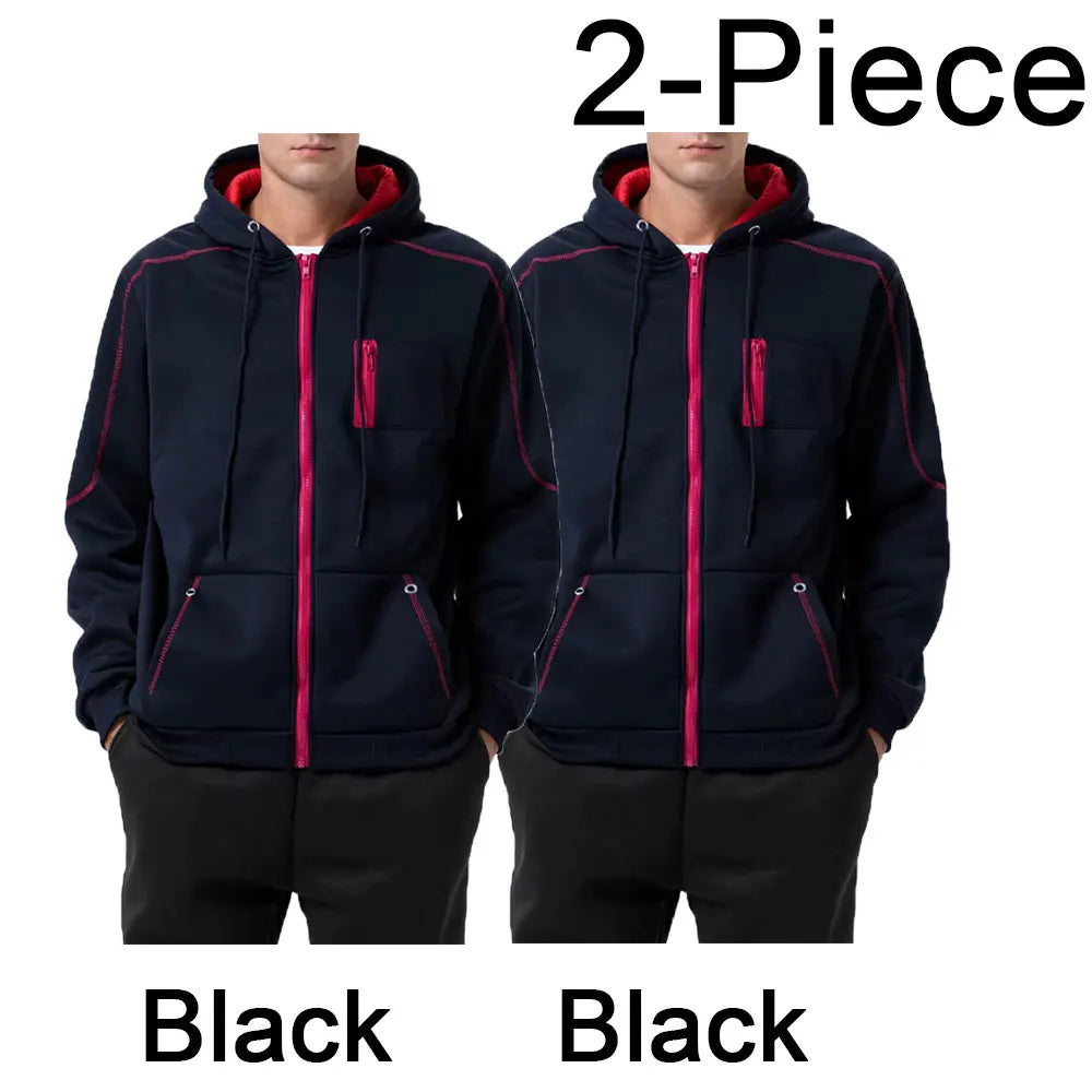 Sudadera con capucha para hombre negra, blanca, verde militar, roja, con bloques de color, polar, fresca, informal, ropa de invierno, prendas de vestir, sudaderas con capucha