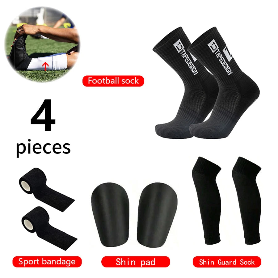 Kit Football 4 Pièces — Chaussettes + Manchons Protège-Tibias + Bandages