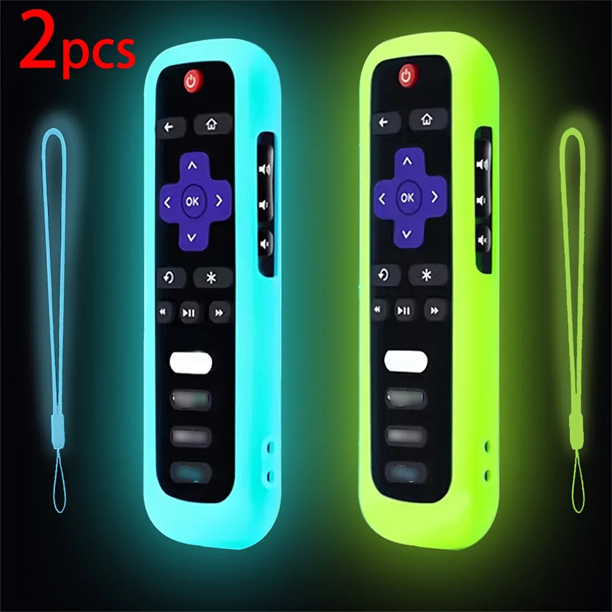 Télécommande lumineuse en silicone avec corde — 1/2/3 pièces, compatible TV universelle