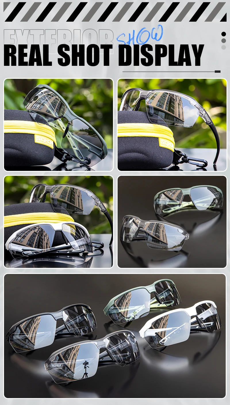 Lunettes de cyclisme photochromiques UV400 — sports de plein air, course, VTT, vélo de route, hommes et femmes