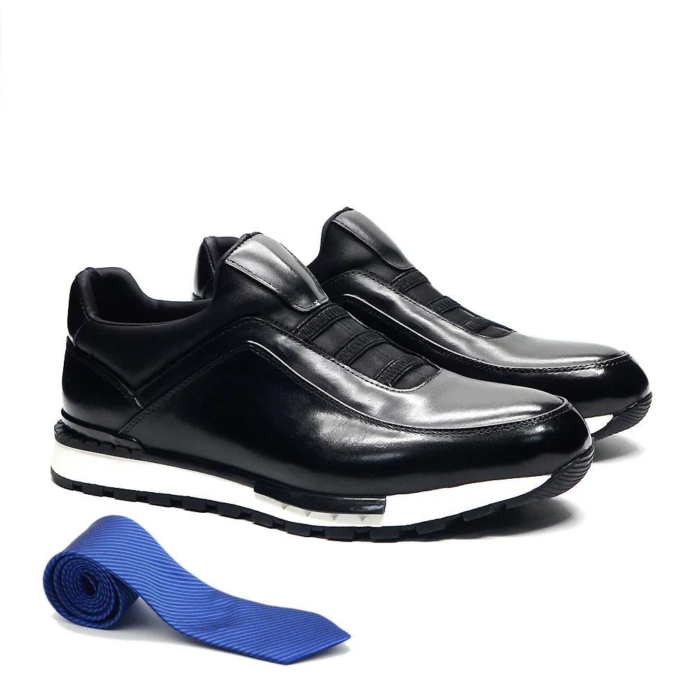 Diseño clásico de marca, alpargatas casuales para hombre, de cuero vacuno genuino, hechas a mano, sin cordones, a la moda, zapatillas mocasines para hombre, zapatos para hombre