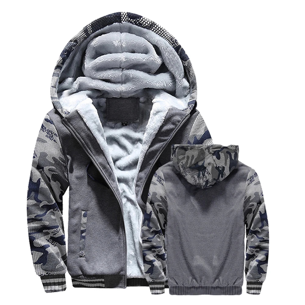 Veste à capuche zippée avec poche pour hommes — pull imprimé, vêtements de sport, automne-hiver 2025