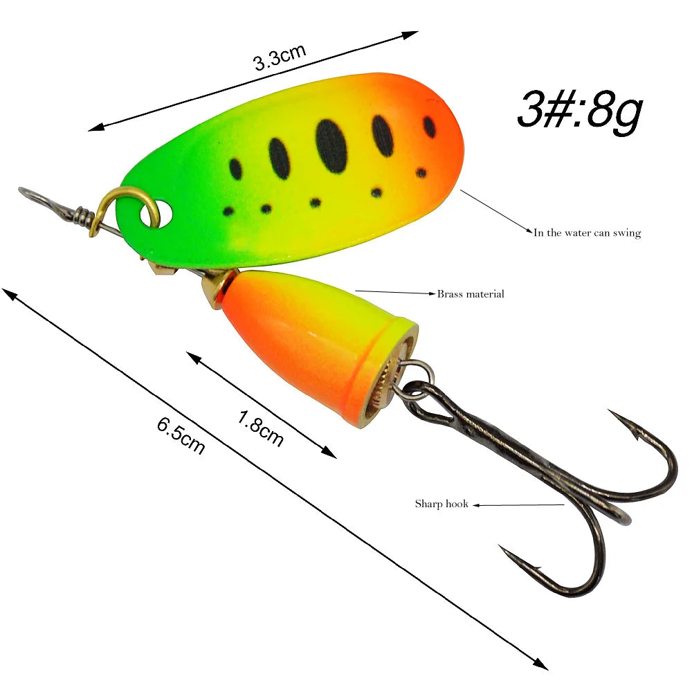 Leurre de pêche Spinner appât cuivre cloche artificielle métal leurres 8g composé appâts Rotation paillettes 1 pièce vente