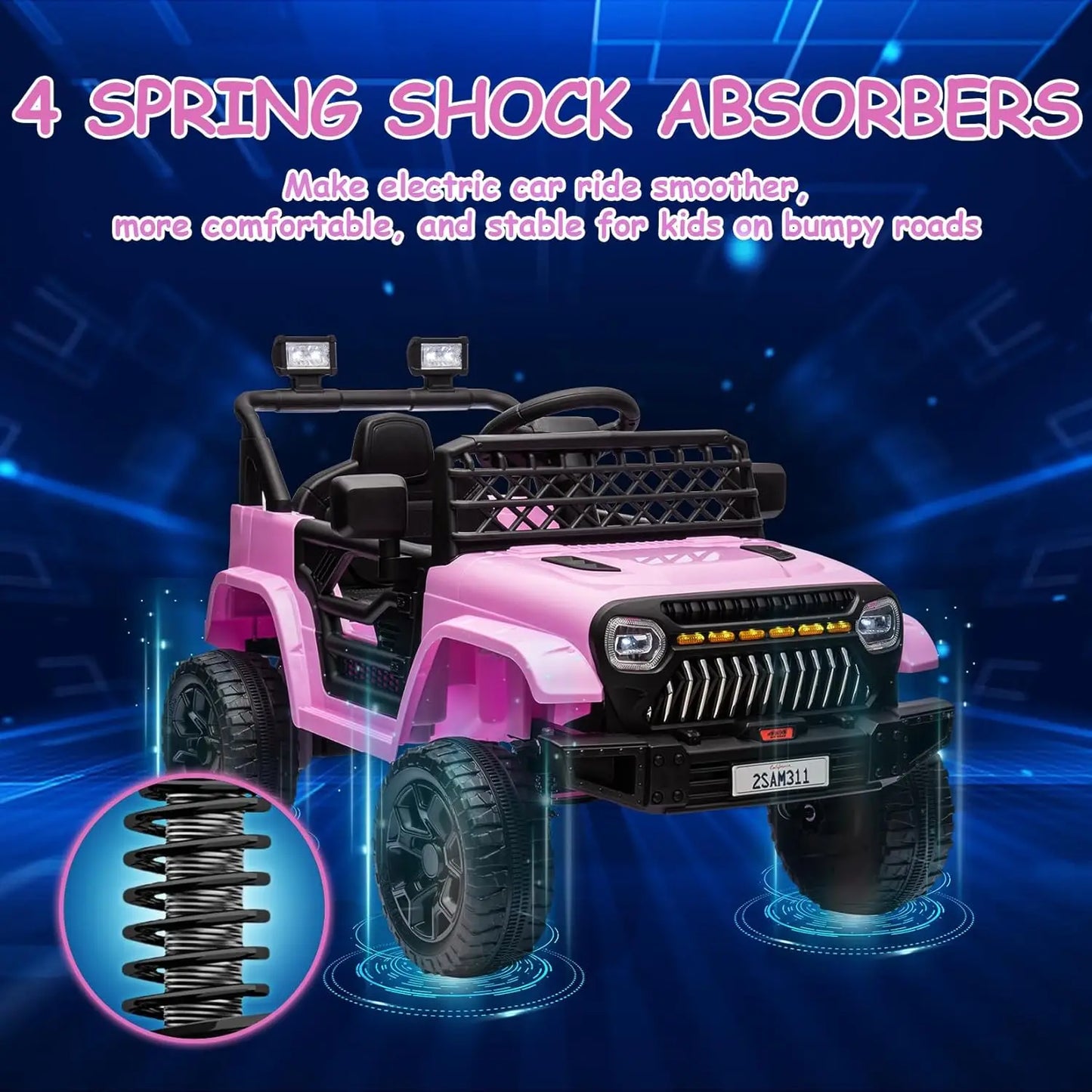 Voiture Enfants 12V Télécommande 3 Vitesses — Lumières LED Musique Port USB Batterie