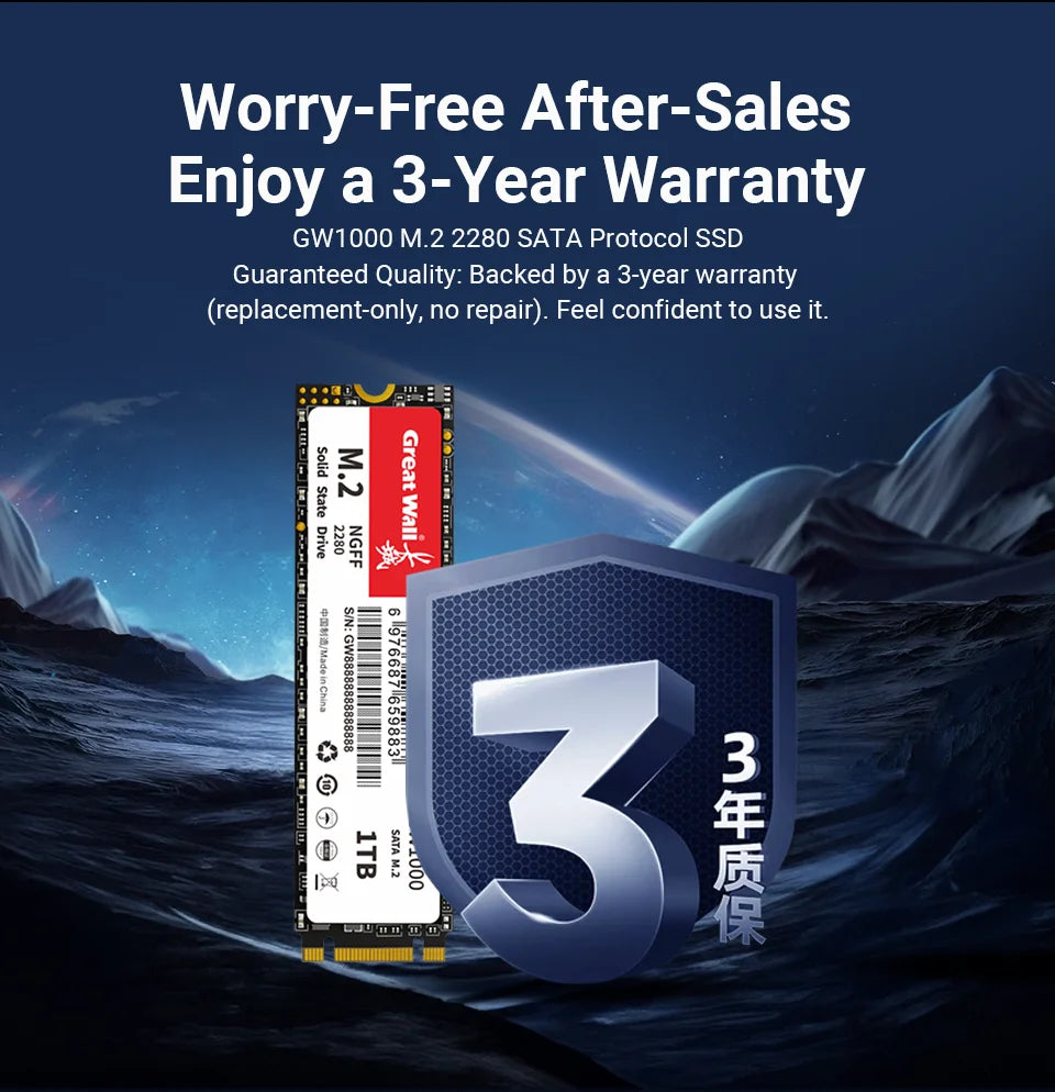 Disque SSD Great Wall M.2 2280 128 Go 256 Go 512 Go 1 To NGFF 2 To, disques à semi-conducteurs 540 Mo/s M2 SATA pour PC de bureau et ordinateur portable