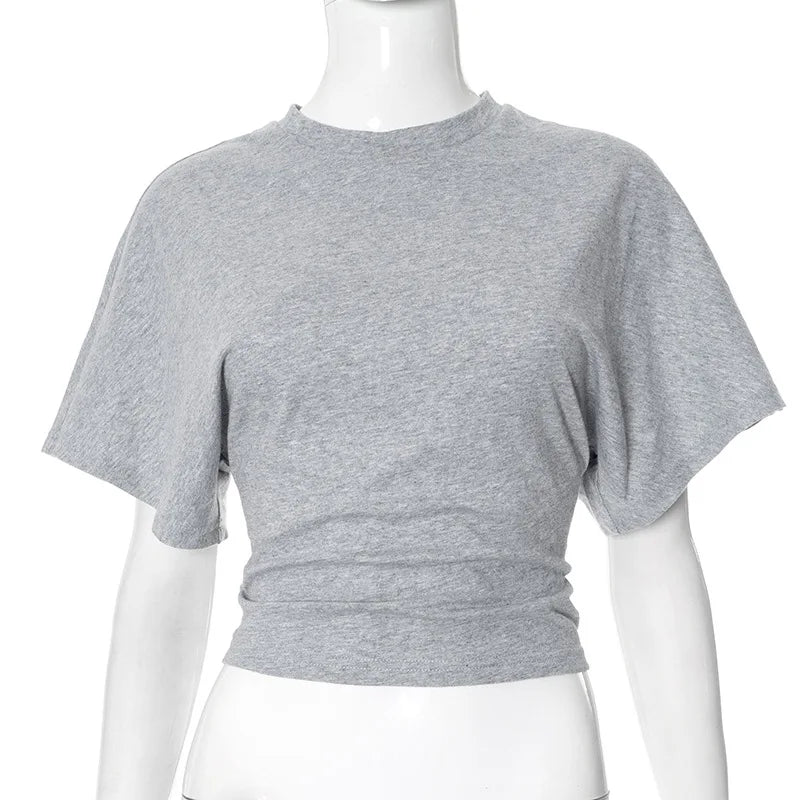 T-shirt en coton manches courtes 220g — Y2K, décontracté, noir et blanc, col rond, femme (v2)