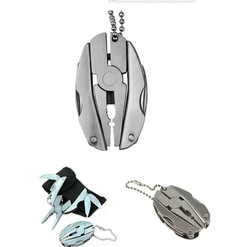 Pince pliante multi-outils, porte-clés en acier inoxydable, outil EDC avec couteau, tournevis pour Camping en plein air, Kit d'urgence de survie