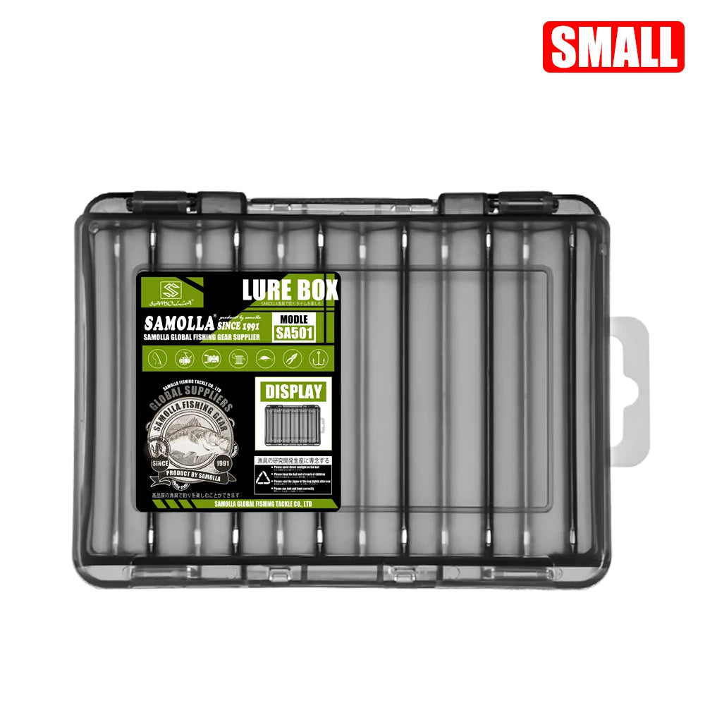 Caja de aparejos de pesca con 14 compartimentos, accesorios de pesca, estuche de almacenamiento para anzuelos de señuelo, cajas de almacenamiento de herramientas de pesca de doble cara
