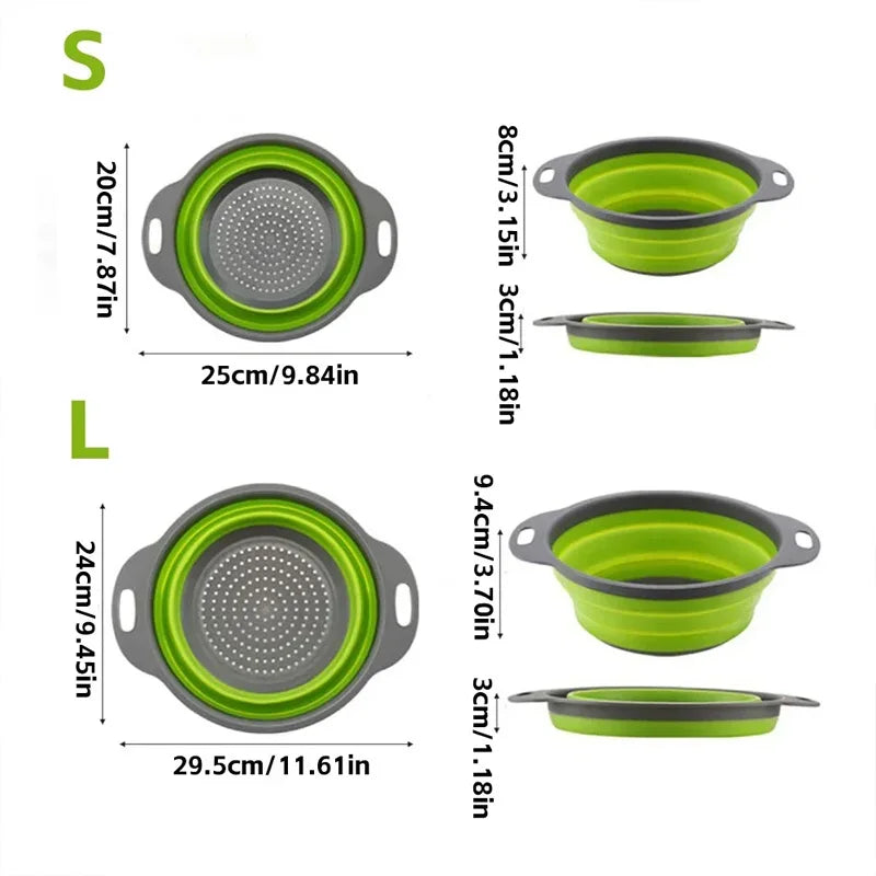 Panier de vidange pliant en Silicone, panier de lavage de fruits et légumes, passoire pliable, égouttoir pliable, outil de rangement de cuisine