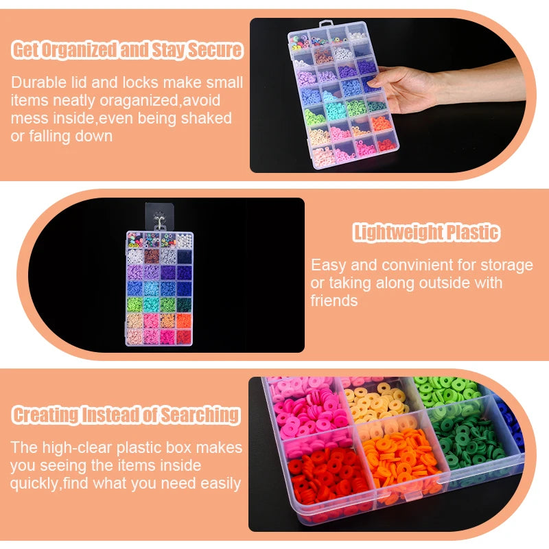 Conteneur de Rangement Transparent — Boite Bijoux, Boucles d’Oreilles & Perles