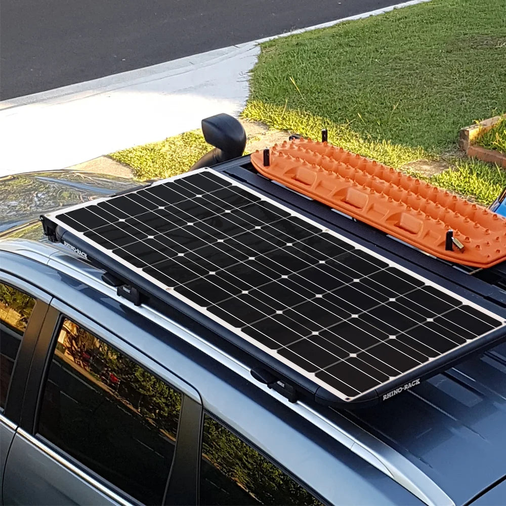 Panneau solaire souple 120W 12V monocristallin — semi-flexible, camping-car, van, bateaux, surfaces inégales
