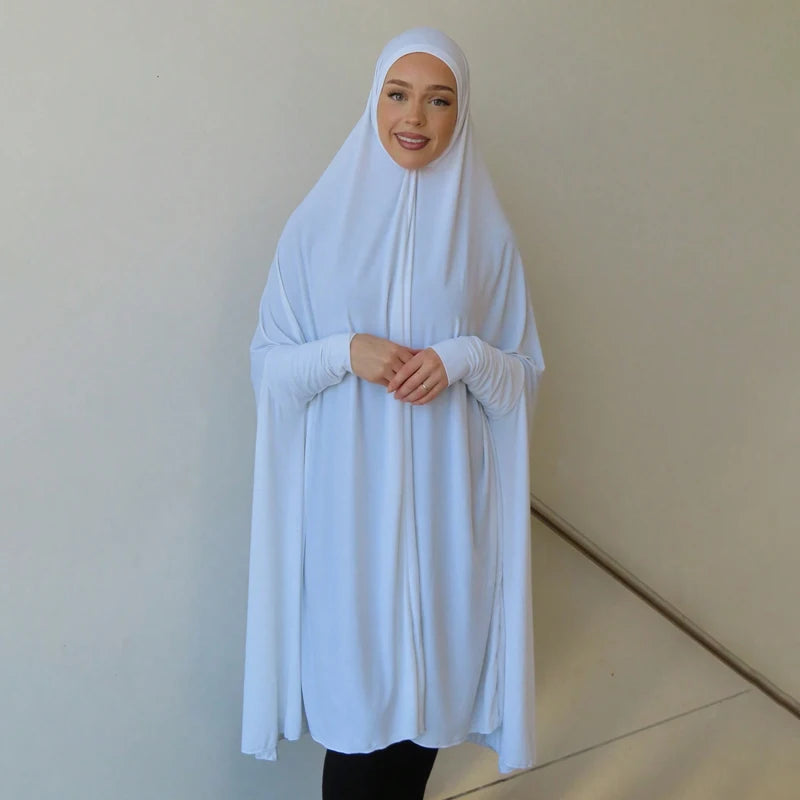 Abayas musulmanes à manches pour femmes, châle Long, couverture complète, couleur unie, vêtements de prière, coton de qualité supérieure, chanvre uni