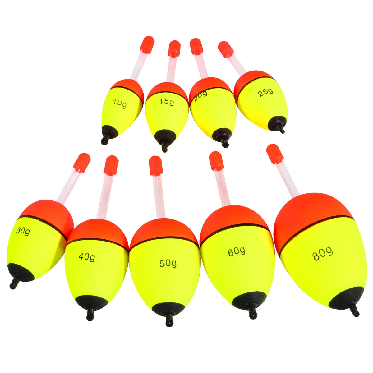 Sougayilang 5 pièces bouée de pêche veilleuse avec haute visibilité EVA Double ruban grande boule de ventre pour la pêche de nuit et longue portée