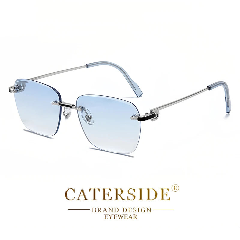 CATERSIDE New Rimless Pilot Sunglasses Men Gradient Sunglasses Women Retro Business Shopping UV400 Sun Glasses For Men