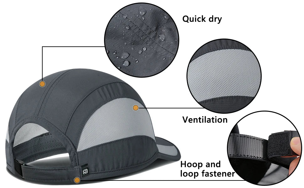 Casquette de sport unisexe à séchage rapide — réglable, légère, UPF 50+, course, randonnee, golf