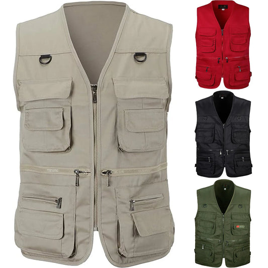 Gilet de randonnée en plein air pour hommes, multi-poches, respirant, pour la chasse et la pêche, veste de sport fine et Simple pour l'extérieur