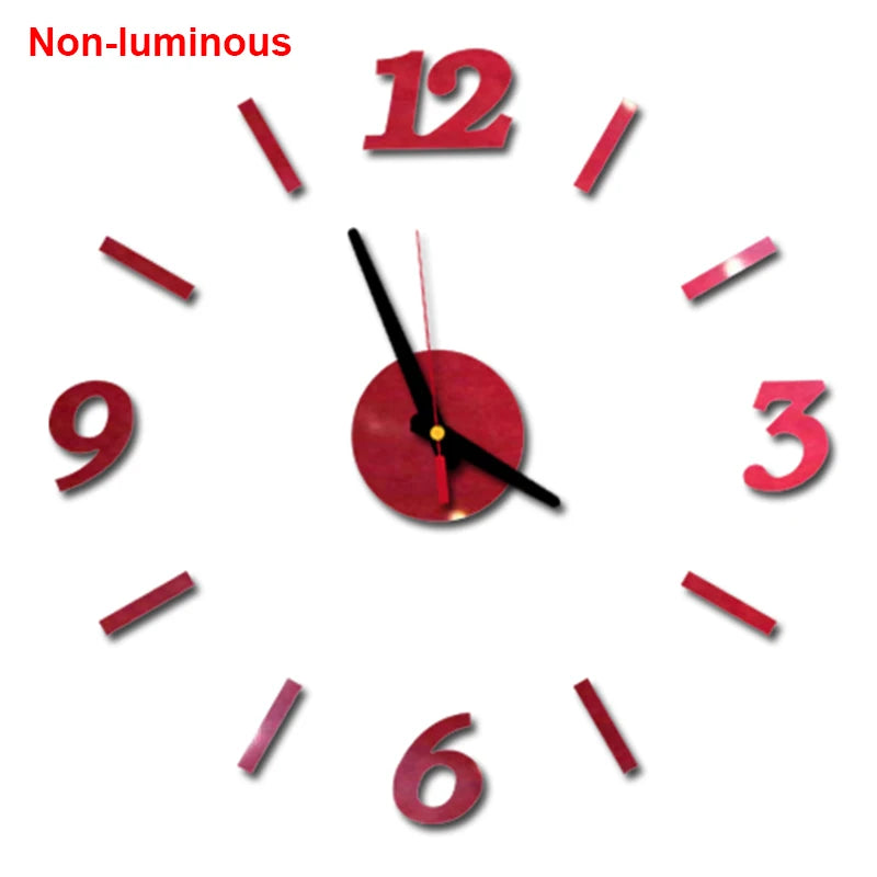 Reloj de pared, reloj de pared luminoso DIY, reloj de cuarzo, pegatinas de espejo acrílico, reloj de pared, decoración de pared, decoración cálida del hogar.