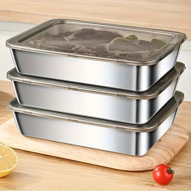 Ensemble de conteneurs de stockage des aliments en acier inoxydable, 5 pièces, couvercles anti-fuite, lavables au lave-vaisselle pour Sandwich/Fruits/maison/fête