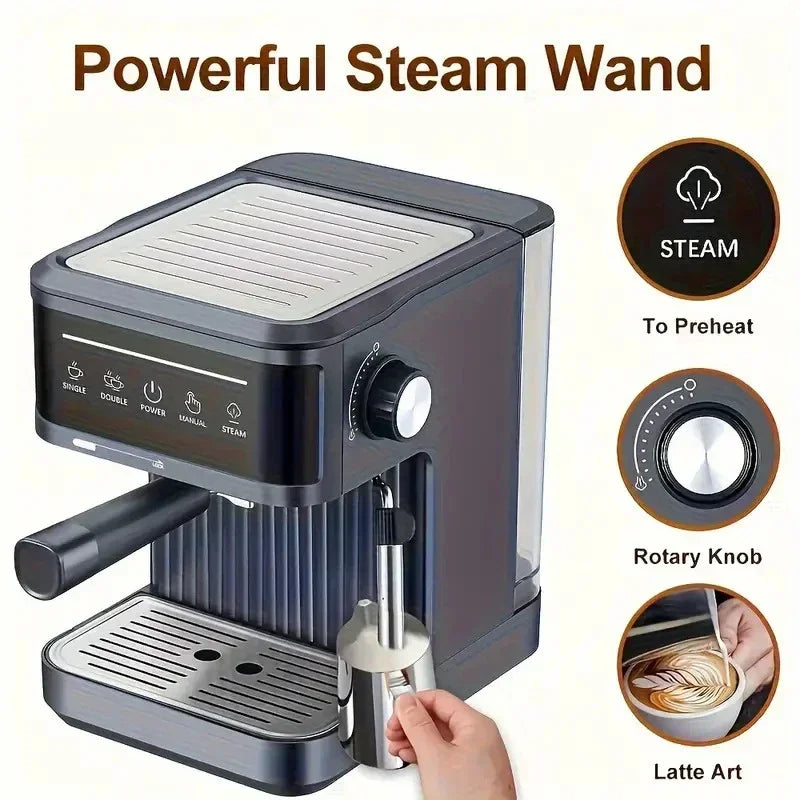 Cafetera espresso eléctrica profesional, cafetera italiana, semiautomática, capuchino, espumador de leche, 20 bares